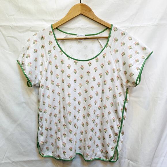 Lake pima pink flora maternity pajama top - Picture 2 of 4